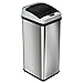 iTouchless 13 Gallon Automatic Touchless Sensor Kitchen Garbage Can with AC Adapter and Odor Filter Deodorizer, Includes Waterproof Reusable Vinyl Trash Sticker, Stainless Steel/13 Gal