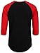 NE PEOPLE Mens 3/4 Sleeve Baseball Tshirt Raglan Jersey Shirt (S-2XL) BlackRed