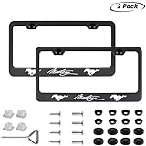 2pcs Newest Matte Aluminum Alloy License Plate Frame ，with Screw Caps Cover Set Suit，Applicable to US Standard car License Frame,FBA Fast Delivery,for Ford Mustang（Matte Black）
