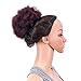 SWACC Afro Puff Drawstring Ponytail Kinky Curly Afro Clip on Updo Chignon Bun Hair Piece Extensions for African American Women Medium Size (1B/ Burgundy)
