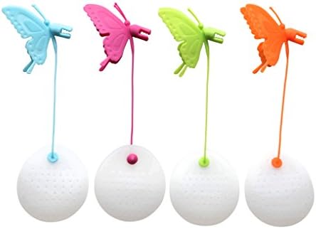 Tea Parties - Premium Butterfly Silicone Reusable Tea Bag Infuser Strainer (4 Pack Set)