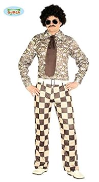 Hässliches 70er Jahre Freak Kostüm für Herren Disko Anzug Disco Dancer Groovy Herrenkostüm, Größe:L