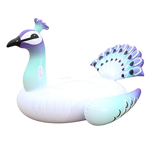 Giant Inflatable Pool Floats,ADSRO Deluxe Peacock/Seahorse Swimming Pool Float Ride-on Outdoor Swimming Party Lakes or the Beach Large Hammock Lounge Raft Toys for Adults Kids size 59 inch (Peacock) - Thumbnail 6