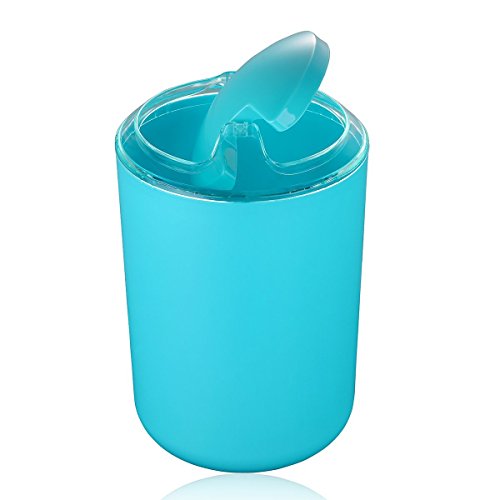 6 Pcs Plastic Bathroom Accessory Set Luxury Bath Accessories Bath Set Lotion Bottles, Toothbrush Holder, Tooth Mug, Soap Dish, Toilet Brush, Trash Can, Rubbish Bin (Blue)