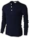 H2H Men's Waffle Henley Shirt Long Sleeve Navy US L/Asia XL (CMTTL045)