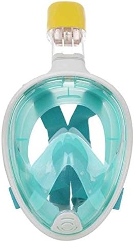 Silicone Full-Dry Diving Face Mask Snorkeling Goggles Glasses Lens Snorkel Gear Under Water (Green, L/XL)