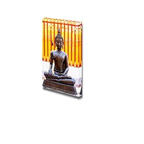Canvas Prints Wall Art - Seated Buddha Statue | Modern Wall Decor/Home Decoration Stretched Gallery Canvas Wrap Giclee Print. Ready to Hang - 18" x 12"