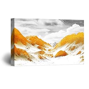 Canvas Wall Art - Abstract Golden Mountain Range Landscape - Giclee Print Gallery Wrap Modern Home Art Ready to Hang - 12x18 inches