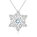 925 Sterling Silver Snowflake Pendant Necklace Blue and White Fleur De Lis, Romantic Jewelry Gift for Her Birthday
