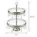 Anastasia Collection Antique Silver 2 Tier Cupcake Stand, Round Metal Glass Top Dessert Wedding Party Display Tower with Crystals