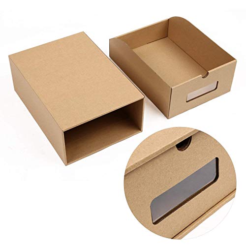 Prasacco Shoes Box, 10 Pack,Rugged, Durable, Perspective, Breathable, DIY Visible Cardboard Shoe Storage Boxes, 13 x9x5 inch, Designed to Woman\'s Size 11, Men\'s Size 10.5 MAX