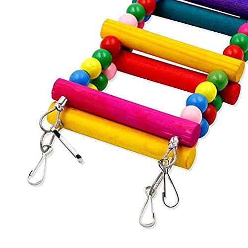 image for Longpro Rainbow Ladder Bird Play Toy, 12-Step Ladders Wooden Crawling 