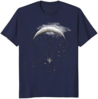 Mens TShirt - paragliding fly to the moon Large Navy