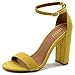 Ollio Womens Shoe Faux Suede Simple Ankle Strap Chunky High Heel Sandals MG33 (7.5 B(M) US, Yellow)