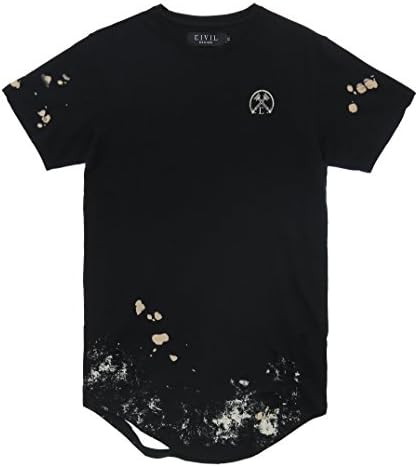 Civil Regime Men's Hell & Back Bleached Short Sleeve Drop T Shirt-Black-M