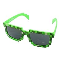 Pixel Kids Sunglasses Green, Novelty Retro Gamer Geek Glasses for Boys and Girls Ages 6+ by EnderToys