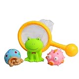 Jerryvon Bath Toy with Fishing Net Floating Cute Sea Animals Funny Bath Time for Kids 12 Months+