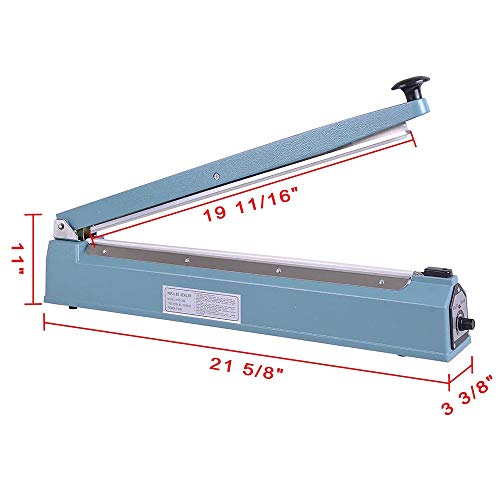 WeChef Commercial Manual Impulse Hand Sealer Heat Sealing Machine Poly Tubing Plastic Bag with Elements 20 inch 500mm