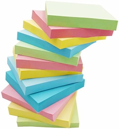 Amnadof 12 Pack Sticky Notes 3'' X 3'' 100 Sheets self stick notes with 4 Candy Colors, Easy to Post