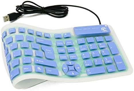 IYUT Silicone Keyboard, Foldable Portable Wired USB Soft Waterproof Muted Full-size Keyboard for Computer Laptop PC (Blue)