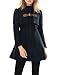 Allegra K Women Band Collar Buckle fastening Worsted Caped Flare Coat