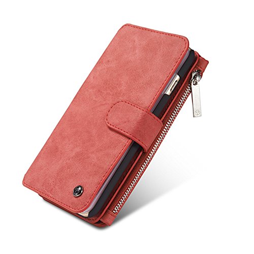 iPhone XS 5.8" Case with Card Holder,elecfan Magnetic Detachable Back Cover with Zipper Wallet Handbag for Women,Vintage PU Leather Case for iPhone Xs (2018) / iPhone X (2017) 5.8 inch Screen - Pink