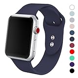 Yimzen Soft Silicone Sport iWatch Band Strap for Apple Watch Series 3 2 1 Sport & Edition 38mm S/M Midnight Blue