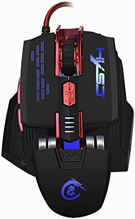 Wired Game Mouse, Quiet, Click 7 Buttons 2.4 g Optical USB Gaming and Office PC Mouse Ergonomic Mouse with Nano Receiver, 4 Adjustable DPI Levels, LED Light, Energy Saving Mode Double for Windows Mac black