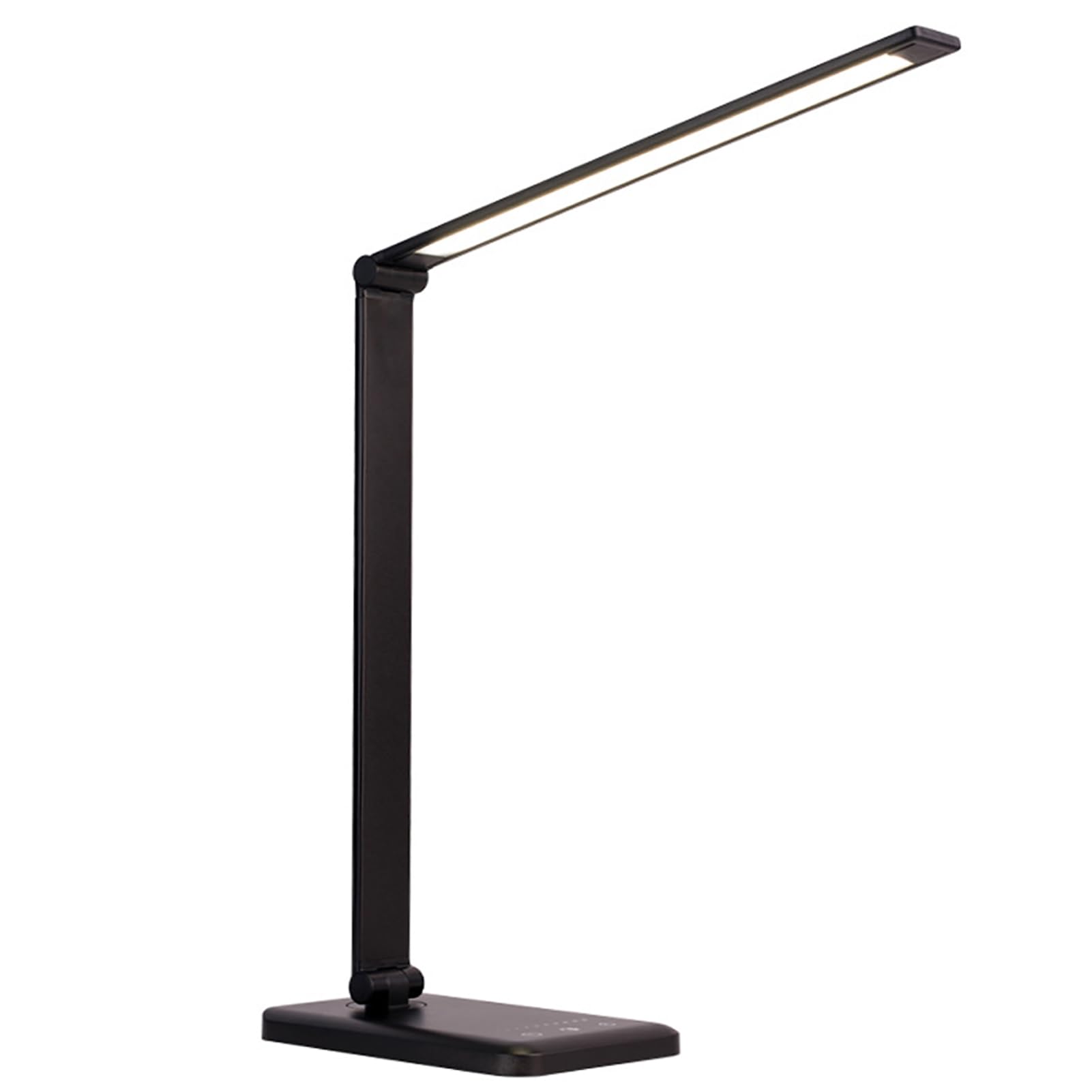 Multifunctional LED Desk Lamp, Dimmable Foldable Touch Table Lamp Rechargeable with USB Charge Port, Eye-Caring Office Lamp 5 Lighting Modes & 5 Brightness Levels, Auto Timer Sensitive Control, Black