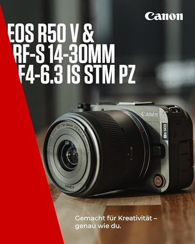 EOS R50 V + RF-S 14-30mm F4-6.3 is STM PZ – Vlog-Kamera, kompatibel mit Canon RF-Objektiven | Content Creator Equipment für Vlogging & Reisen | Bluetooth-fähig