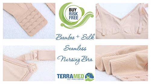Terramed Bamboo Silk Seamless Nursing Bra Padded Maternity Bra Pregnancy Breastfeeding (Nude, Medium)