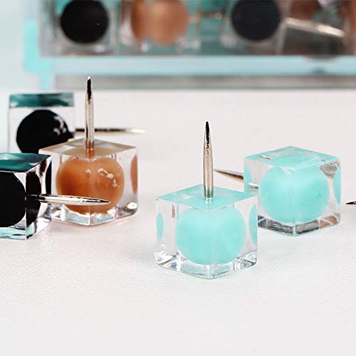 MultiBey Green Series Square Thumbtacks Decorative Thumb Tacks and Pushpins for Memo Board or Cork Board, Box of 80pcs