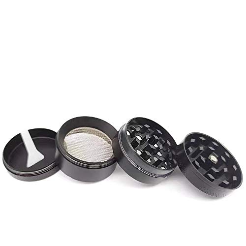 Thitex Zinc Alloy Herb Grinder 4 Layers Spice Mill with Sifter and Magnetic Top for Dry Herb (A)