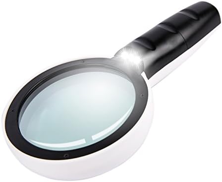 Magnifying Glass, 30X High Power Handheld Magnifier with 3 Led Lights,Read Easily at Night,Double Glass Lens Jumbo Illuminated Reading Glasses for Kids,Seniors,Macular Degeneration,Jewelry,Maps,etc