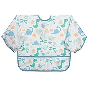 Bumkins Sleeved Bib Baby Bib, Toddler Bib, Smock, Waterproof Fabric, Fits Ages 6-24 Months