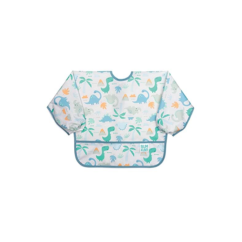 Bumkins Sleeved Bib Baby Bib, Toddler Bib, Smock, Waterproof Fabric, Fits Ages 6-24 Months