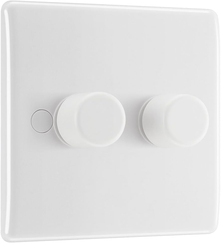 BG Electrical Intelligent Double Wall Dimmer Switch 200W Nexus 800 White