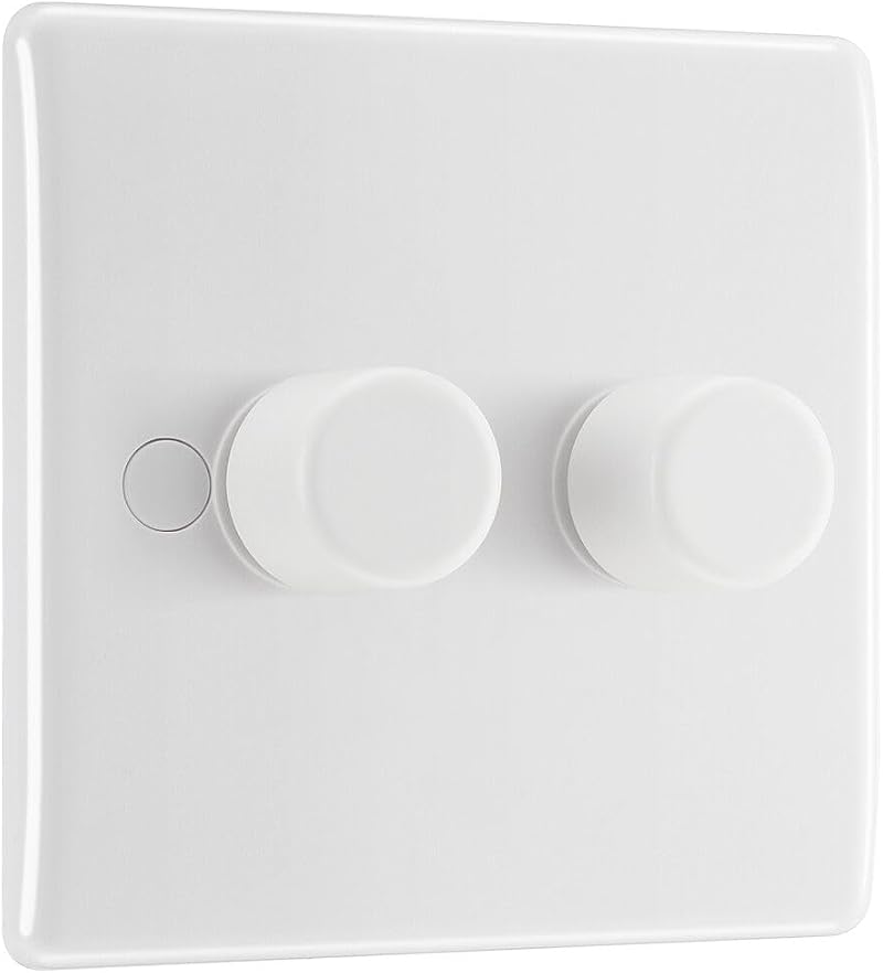 BG Electrical Intelligent Double Wall Dimmer Switch 200W Nexus 800 White