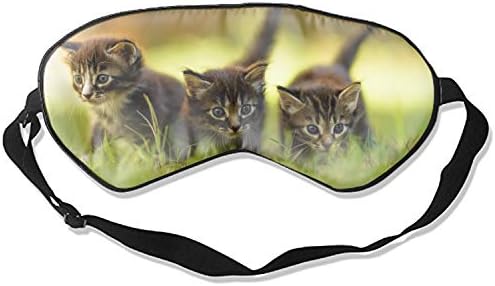Sleeping Eyeshade Kittens Grass Three Walking Eye Mask Blindfold Cover Sleep Blinder for Men and Women