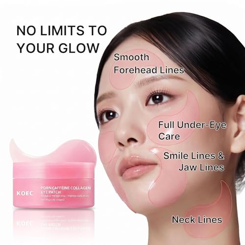 PDRN Caffeine Eye Patches for Dark Circles & Puffiness | Hydrating Under Eye Mask with Hyaluronic Acid & Niacinamide | Reduce Fine Lines & Brighten Tired Eyes - (60Patche) (Rose pink)