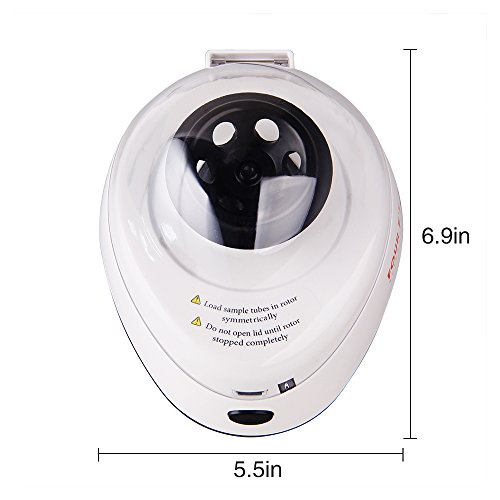 Mini Centrifuge - Four E's Scientific Bench-Top Centrifuge with 2 Interchangeable Rotors of 1.5/2mL x 6 and PCR 8 x 2-5400rpm max, 2000 x g max, Door Open Braking System - US Plug