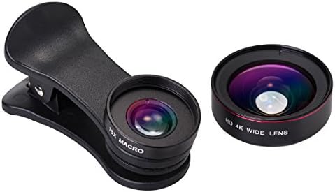 HD Cell Phone Camera Lens kit Super Wide Angle Lens Macro Lens Universal Professional HD Cell Phone Camera lens Smartphone Camera Mobile Macro Lens 230 Degree Fisheye Wide Angle Macro Optical Telesco