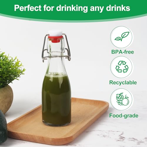 BUCOMTU Pack of 10 Glass Bottles 150 ml with Swing Stopper, Glass Bottles for Filling, for Liquor Bottles, Syrups, Drinks, Cooking Oils, Flavoured Vinegars (Pack of 10 - 150 ml)