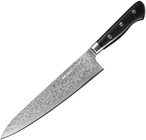 AKIdealKitchen Chefs Knife 9.5 inch Razor Sharp - Japanese VG-10 67 Layer Damascus Steel