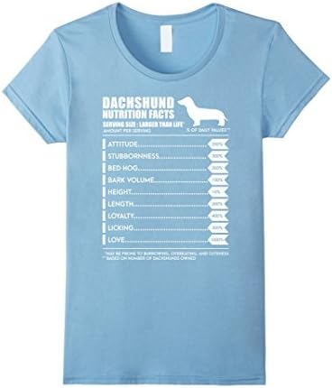 Womens Dachshund T Shirt - Weiner Dog Nutrition Facts Shirt XL Baby Blue