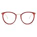 Amomoma Round Blue Light Blocking Glasses Computer Glasses Eyewear Frame AM5001, Red Frame/Clear Lens