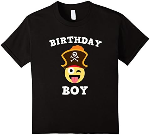 Kids Emoji Birthday Boy Pirate T-Shirt Wink Out Tongue Shirt 8 Black