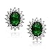 3CT Oval Green Stud Earrings For Women Simulated Emerald CZ Halo Crown Cubic Zirconia .925 Sterling Silver