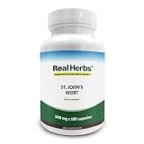 Real Herbs St Johns Wort Standardized to 0.3% Hypericin 500mg - Herb Supplement for Positive Thoughts - Vegan Capsules an alternative to Pills & Tablets - 100 Vegetarian Capsules