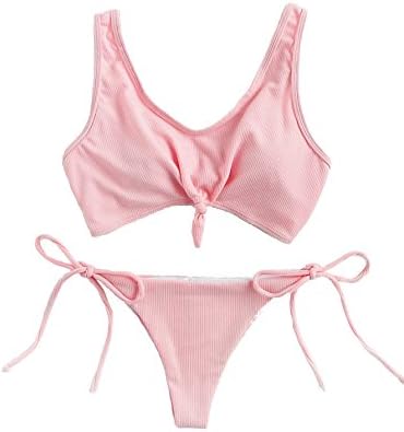Signe Womens Sexy Push Up Padded Knot Front Side Tie Bikini Set